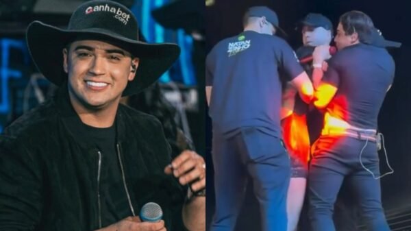 Natanzinho Lima é atacado por fã em show na Paraíba: “A mulher está me mordendo”