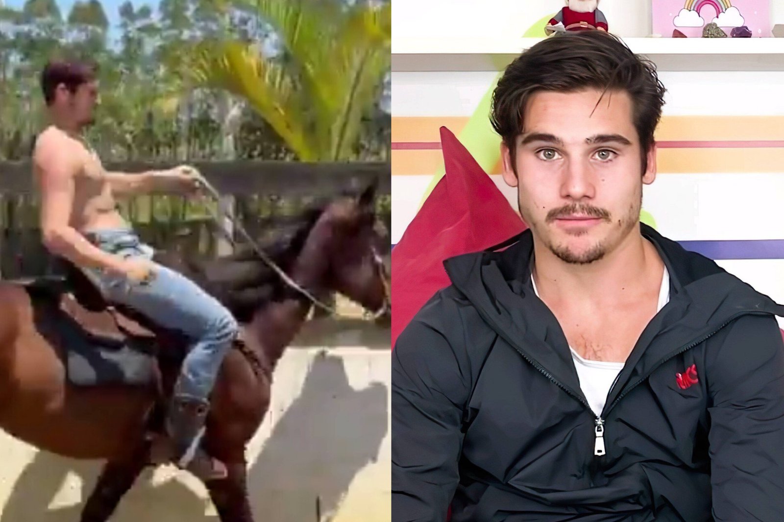 Nicolas Prattes surge cavalgando em vídeo e fãs exaltam boa forma: "Sexy"