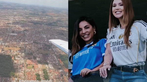 Melhor amiga de Vini Jr. chega em jatinho de Virginia Fonseca para festa de Maria Flor em Goiânia