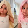 Filha de Amanda Kimberlly e Neymar, Helena se diverte com perucas diferentes. Foto: Reprodução/Instagram.