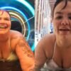 Thais Carla comemora primeira descida em tobogã após perder 75 kg: “Não dá pra descrever a emoção”