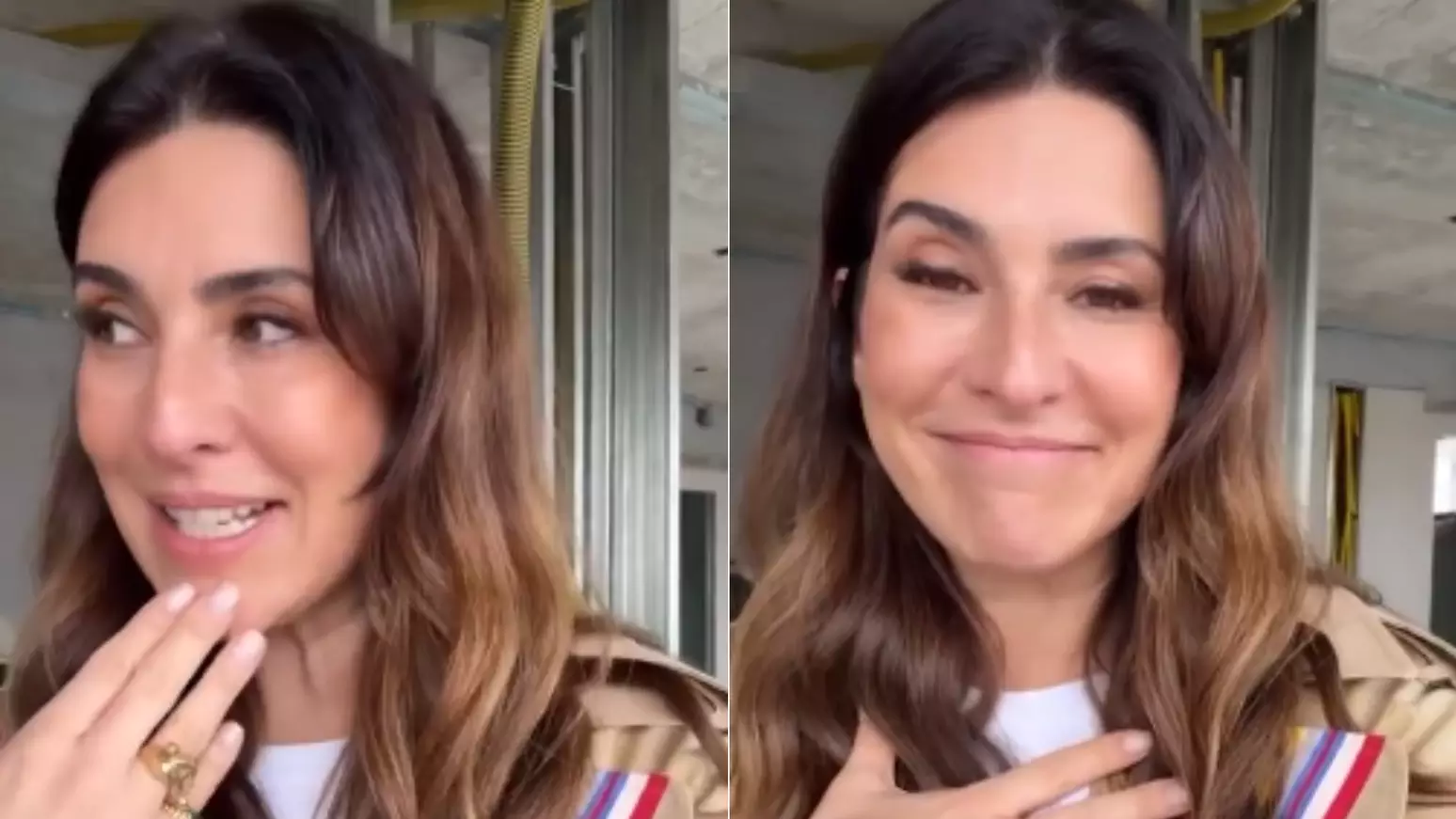 Fernanda Paes Leme se emociona ao visitar pela primeira vez a cobertura que comprou em São Paulo