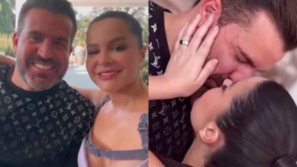 Maraisa e Fernando Mocó reatam romance e trocam beijo apaixonado em festa de aniversário