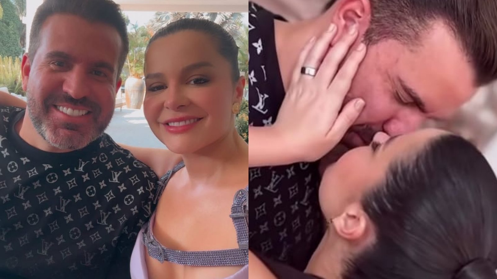 Maraisa e Fernando Mocó reatam romance e trocam beijo apaixonado em festa de aniversário