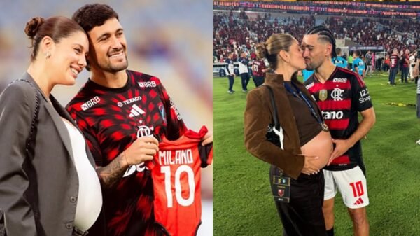 Arrascaeta anuncia nascimento do filho com Camila Bastiani; parto foi antecipado por viagem ao Catar