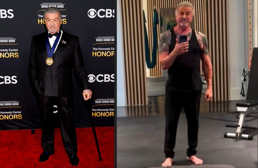 Sylvester Stallone mostra recuperação um mês após preocupar fãs ao aparecer de bengala: “Sangue, suor e lágrimas”