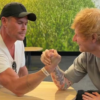 Chris Hemsworth e Ed Sheeran protagonizam disputa de queda de braço