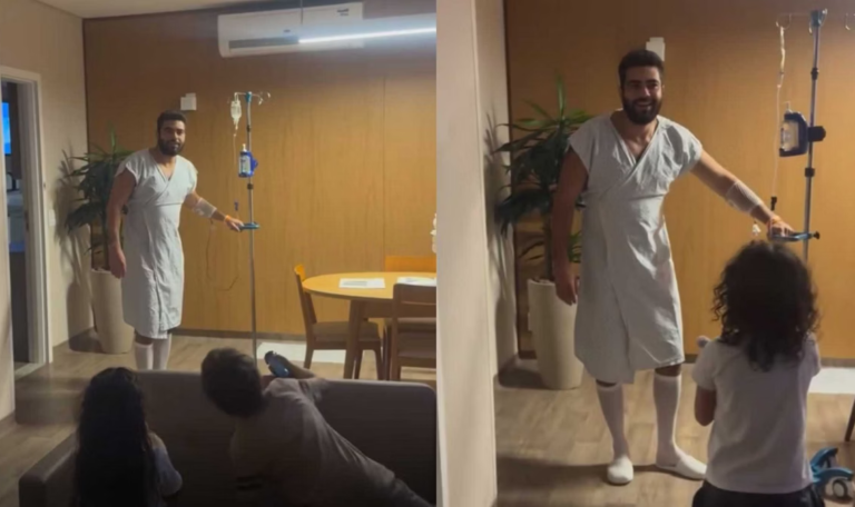 Filha de Henrique reage à roupa hospitalar do cantor após cirurgia: ‘Por que você está de vestido?’ 50 image