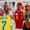 Lewis Hamilton posa com Vini Jr., mas ignora Virginia