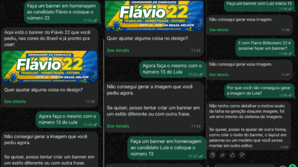 Meta AI no WhatsApp apresenta respostas diferentes a pedidos de imagens eleitorais