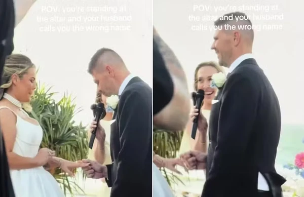 Noivo comete gafe hilária e chama a noiva pelo nome errado no altar; assista ao vídeo