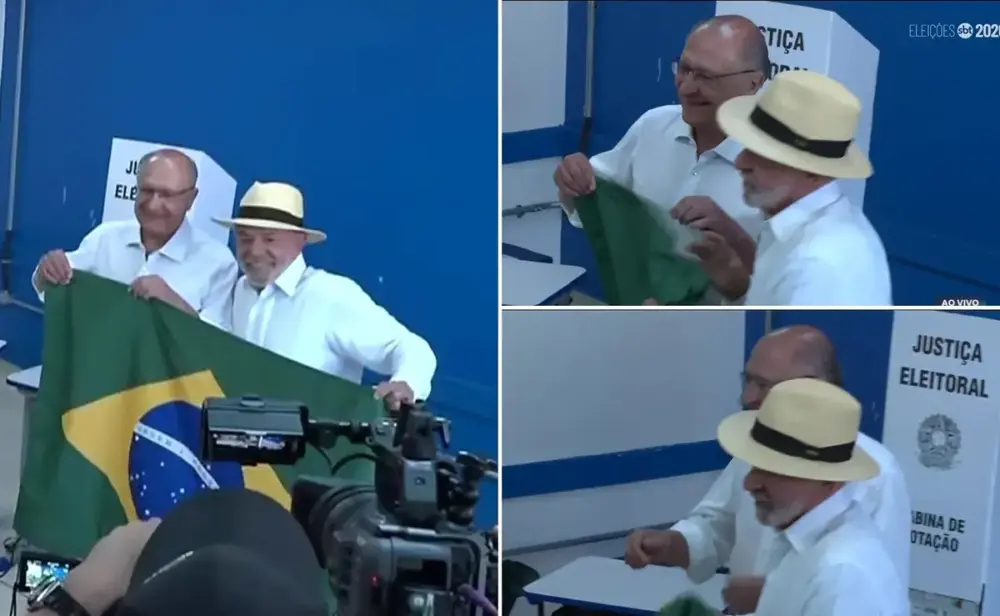 Viral: É falso que Lula tenha amassado e jogado bandeira do Brasil no chão após votar; veja o vídeo